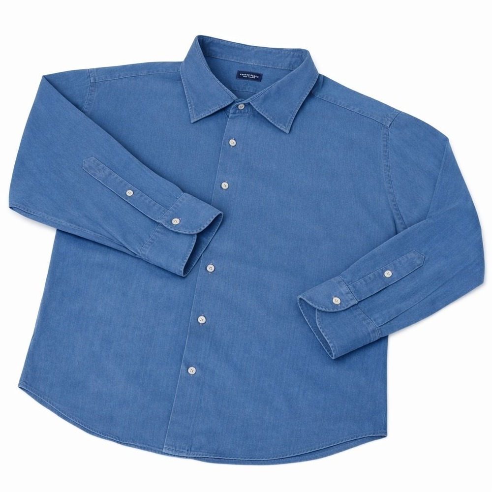 Proper Cloth Dress Shirt Mens 4XB Steel Blue White Big Button Chambray - Picture 2 of 7
